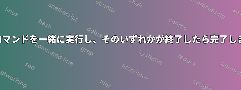 複数のコマンドを一緒に実行し、そのいずれかが終了したら完了しますか？