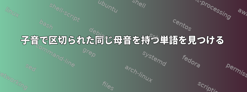 子音で区切られた同じ母音を持つ単語を見つける