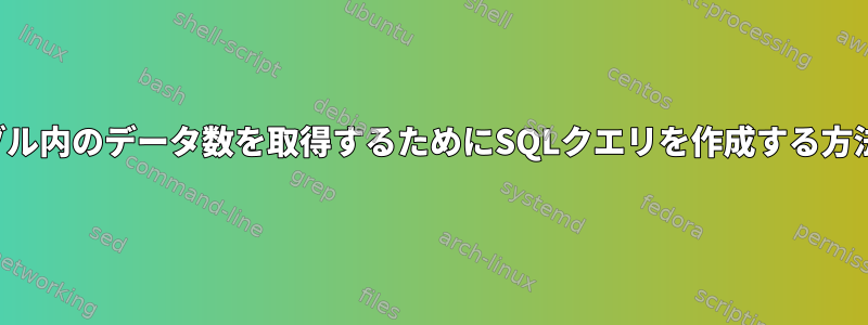 テーブル内のデータ数を取得するためにSQLクエリを作成する方法は？