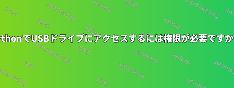 PythonでUSBドライブにアクセスするには権限が必要ですか？