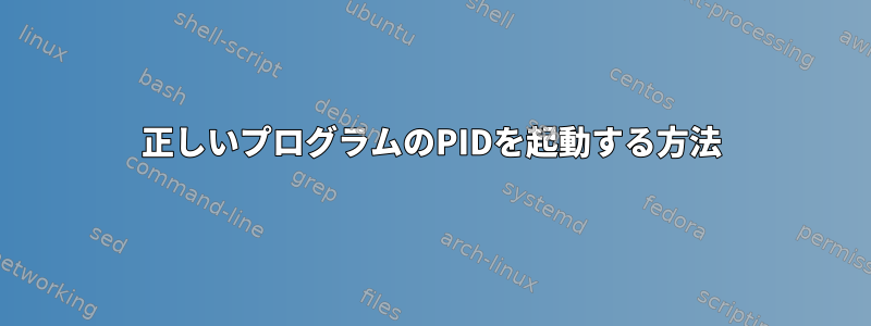 正しいプログラムのPIDを起動する方法