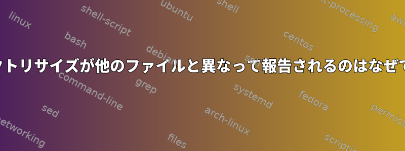 ディレクトリサイズが他のファイルと異なって報告されるのはなぜですか？