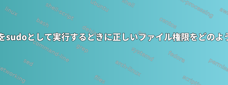 インストーラbashをsudoとして実行するときに正しいファイル権限をどのように保証しますか？