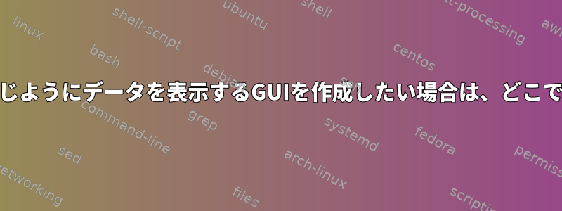 LINUXのTOPコマンドと同じようにデータを表示するGUIを作成したい場合は、どこでデータを取得できますか？