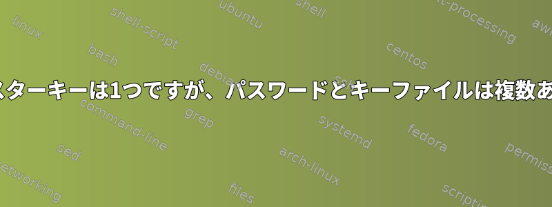 LUKS：マスターキーは1つですが、パスワードとキーファイルは複数ありますか？