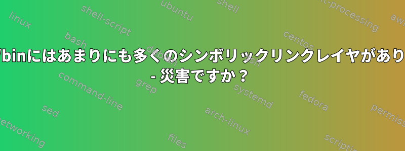 /usr/binにはあまりにも多くのシンボリックリンクレイヤがあります - 災害ですか？