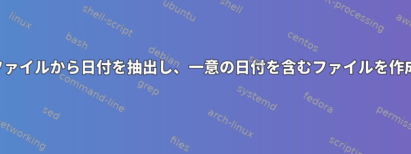 ログファイルから日付を抽出し、一意の日付を含むファイルを作成する