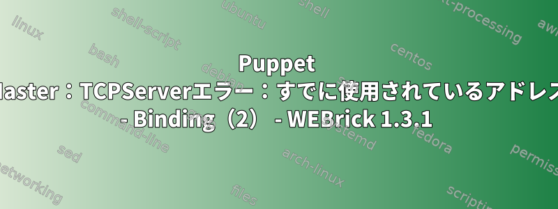 Puppet Master：TCPServerエラー：すでに使用されているアドレス - Binding（2） - WEBrick 1.3.1