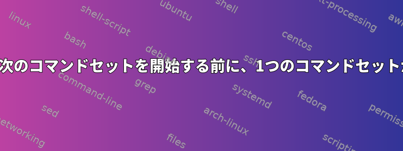 コマンドを並列に実行し、次のコマンドセットを開始する前に、1つのコマンドセットが完了するのを待ちます。