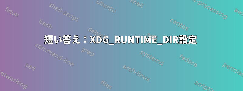 短い答え：XDG_RUNTIME_DIR設定