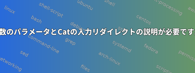 複数のパラメータとCatの入力リダイレクトの説明が必要です。