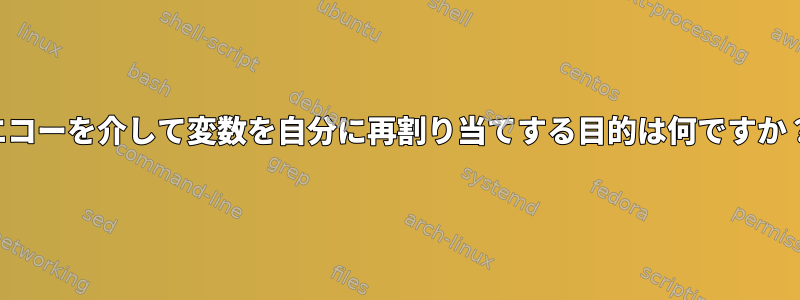 エコーを介して変数を自分に再割り当てする目的は何ですか？