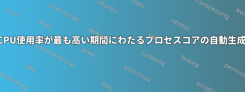 CPU使用率が最も高い期間にわたるプロセスコアの自動生成