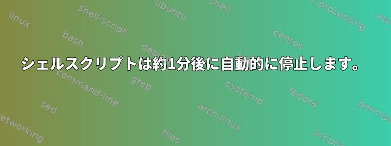 シェルスクリプトは約1分後に自動的に停止します。