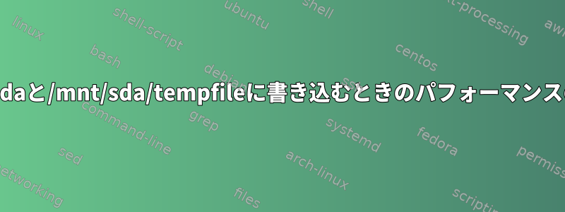 /dev/sdaと/mnt/sda/tempfileに書き込むときのパフォーマンスの違い