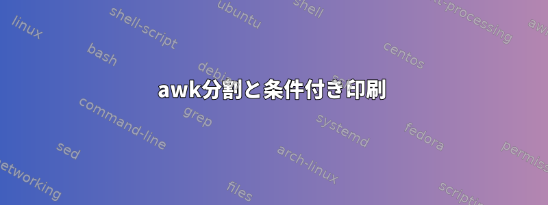 awk分割と条件付き印刷