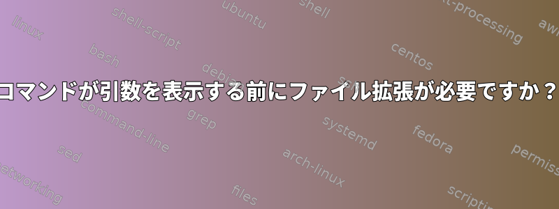 コマンドが引数を表示する前にファイル拡張が必要ですか？