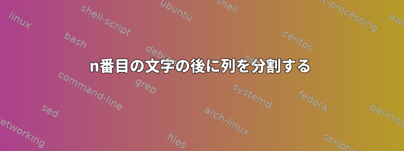 n番目の文字の後に列を分割する