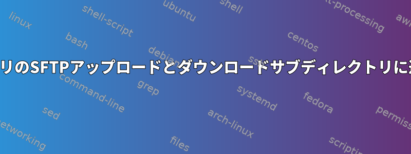 ユーザーホームディレクトリのSFTPアップロードとダウンロードサブディレクトリに適切な権限がありますか？