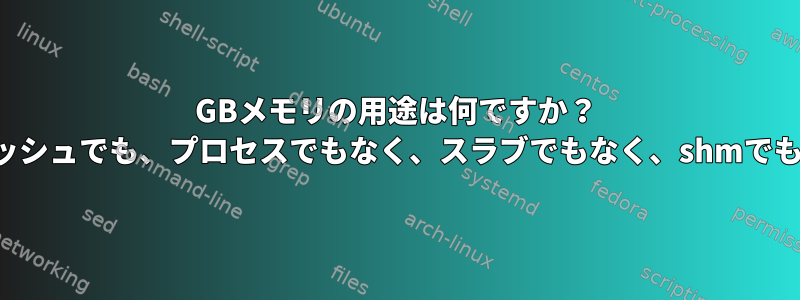 4GBメモリの用途は何ですか？ （キャッシュでも、プロセスでもなく、スラブでもなく、shmでもなく）