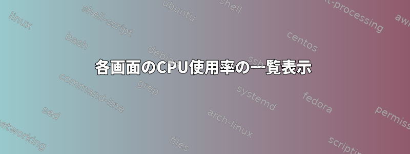 各画面のCPU使用率の一覧表示