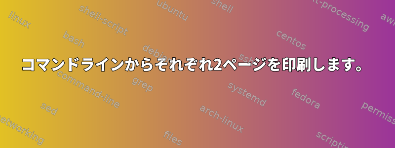 コマンドラインからそれぞれ2ページを印刷します。