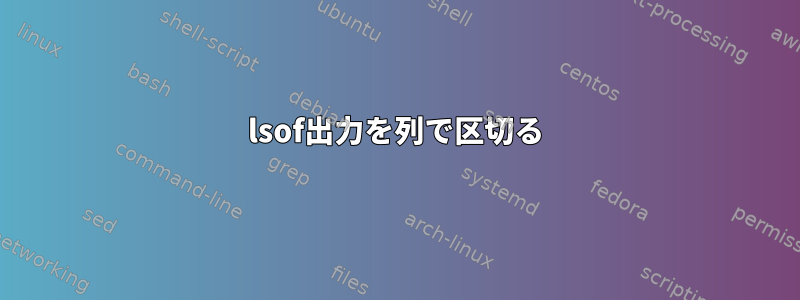 lsof出力を列で区切る