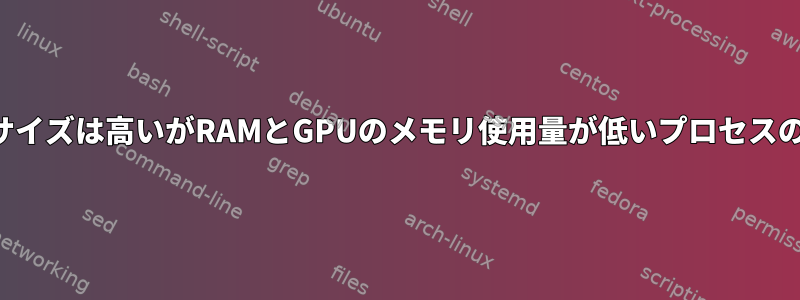 仮想サイズは高いがRAMとGPUのメモリ使用量が低いプロセスの欠点