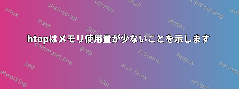 htopはメモリ使用量が少ないことを示します