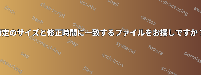 特定のサイズと修正時間に一致するファイルをお探しですか？