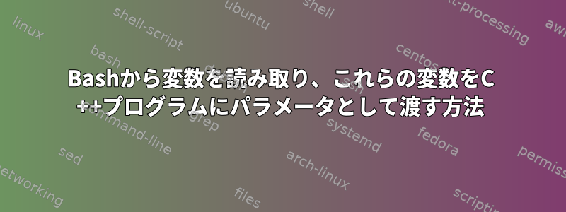 Bashから変数を読み取り、これらの変数をC ++プログラムにパラメータとして渡す方法