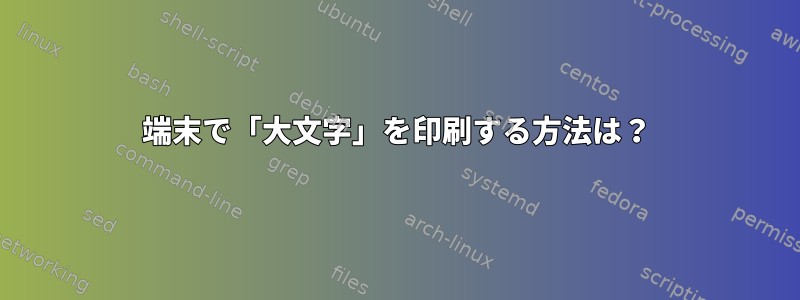 端末で「大文字」を印刷する方法は？