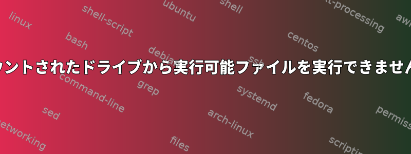 マウントされたドライブから実行可能ファイルを実行できません。