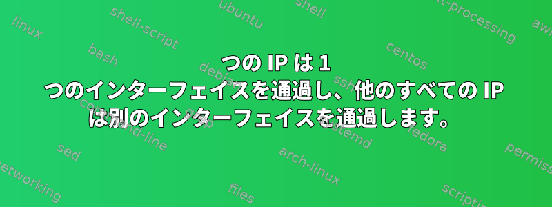 1 つの IP は 1 つのインターフェイスを通過し、他のすべての IP は別のインターフェイスを通過します。