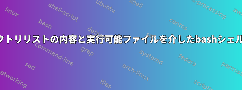 ディレクトリリストの内容と実行可能ファイルを介したbashシェルループ