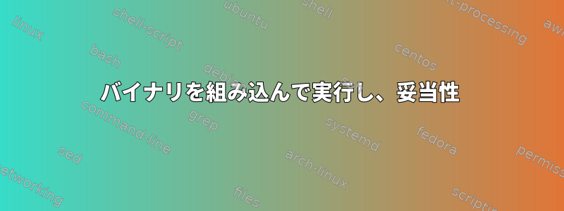 バイナリを組み込んで実行し、妥当性