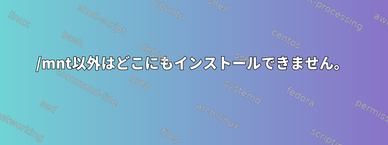 /mnt以外はどこにもインストールできません。