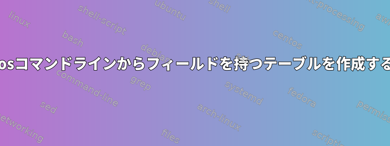 Centosコマンドラインからフィールドを持つテーブルを作成する方法