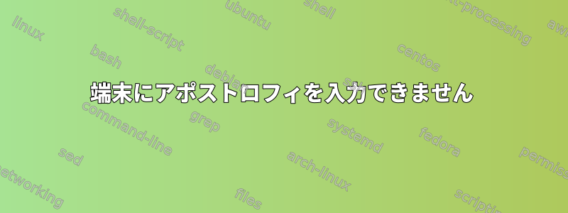 端末にアポストロフィを入力できません