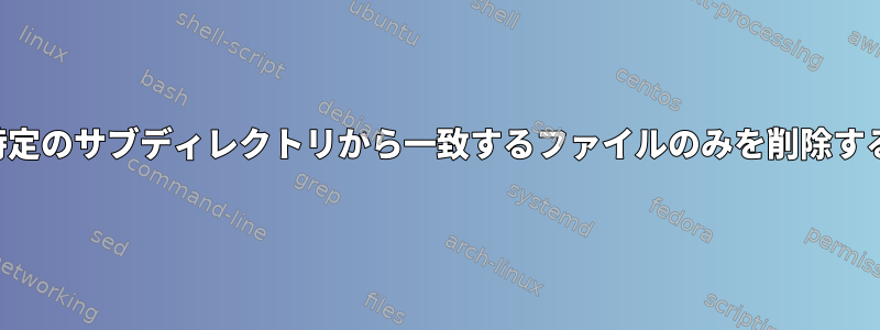 特定のサブディレクトリから一致するファイルのみを削除する