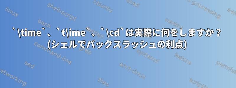 `\time`、`t\ime`、`\cd`は実際に何をしますか？ (シェルでバックスラッシュの利点)