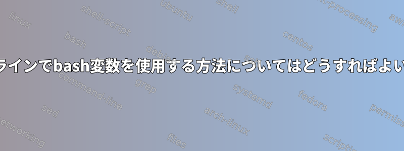 コマンドラインでbash変数を使用する方法についてはどうすればよいですか？