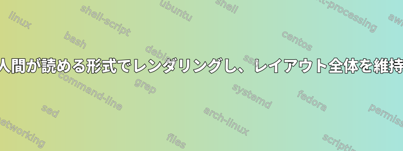 コマンドラインでPDFファイルを人間が読める形式でレンダリングし、レイアウト全体を維持する一般的な方法はありますか？