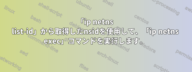 「ip netns list-id」から取得したnsidを使用して、「ip netns exec」コマンドを実行します。