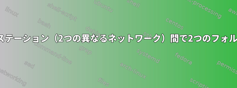 2つのLinuxワークステーション（2つの異なるネットワーク）間で2つのフォルダを同期します。