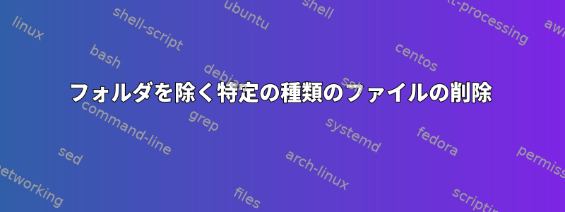 フォルダを除く特定の種類のファイルの削除