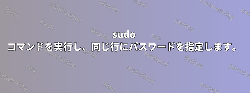 sudo コマンドを実行し、同じ行にパスワードを指定します。