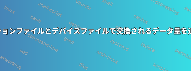 アプリケーションファイルとデバイスファイルで交換されるデータ量を追跡します。