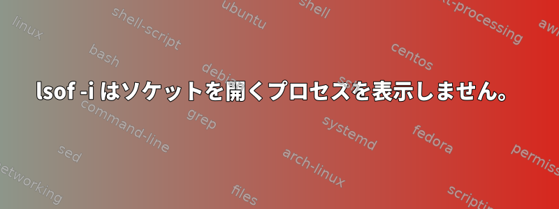 lsof -i はソケットを開くプロセスを表示しません。