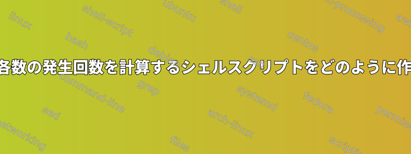 ファイル内の各数の発生回数を計算するシェルスクリプトをどのように作成しますか？